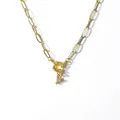 Elegant gold link chain necklace featuring a zircon-studded letter Y pendant charm - Letter Y