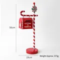 Cassetta postale natalizia rossa da 50cm in metallo con motivo Babbo Natale e asta a righe - Cassetta Postale Bastoncino di Zucchero