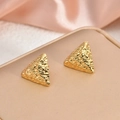 Minimalist 18K gold plated stainless steel triangle stud earrings with lava texture - EH081-Lava Texture Triangle