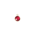 Macro-opname van een 7mm gouden hanger met een gefacetteerde rode geboortesteen voor sieraden - Goud Januari