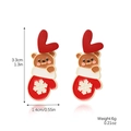 Christmas bear with glove stud earrings in red enamel with precise size annotations - Glove Bear (E2308-28)
