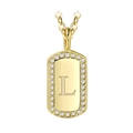 Gold plated square pendant necklace featuring letter L and white zircon frame - Gold Letter L