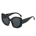 Oversized black frame retro sunglasses with dark gray lenses and premium glossy finish - Regular / Black Frame Grey Lens