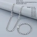 Men's 5.5mm silver stainless steel curb chain necklace and bracelet jewelry set - Necklace 60cm-Width 5.5mm / Steel