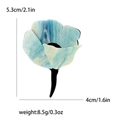 Blue and white marble enamel rose brooch for women with black stem floral design - Lake Blue
