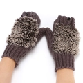 Guanti in maglia di peluche riccio carini per donne, morbide e calde moffole invernali. - Taglia Unica Adulto / Riccio Grigio Scuro