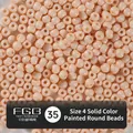 Round 4mm cream pink glass beads with solid color lacquer finish for jewelry making - EU 35