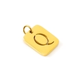 Titanium steel rectangular gold pendant with hollow crescent moon design detail - Letter Q (Q-Pendant)