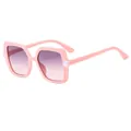 Pink square kids sunglasses with pearl accents and purple gradient lenses for girls - C3-Pink Frame Gradient Gray Lens
