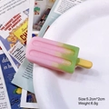 Macro detail of tricolor resin popsicle hair clip showing dimensions 5.2cm by 2cm and weight 6.8g - Pink-Green Gradient Popsicle Hair Clip