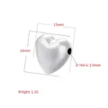 Detailed view of silver heart bead with 15x14mm dimensions and 2mm hole for DIY jewelry - VZ456 Heart Platinum Medium