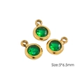 Green zircon 5mm mini charms with gold plated borders and hanging loops for DIY jewelry - Green