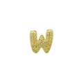 Macro detail of gold-plated letter W pendant encrusted with sparkling cubic zirconia - Letter W (Pendant Only) / Gold