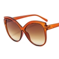 Retro oversized cat eye sunglasses in translucent orange with gradient brown lenses - Tea Frame Gradient Tea Lens