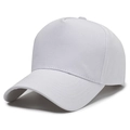 Classic white five-panel cotton canvas baseball cap with a minimalist solid color design - Adjustable / White