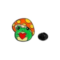 Süße Cartoon-Frosch Emaille-Anstecknadel mit Pilzhut und rotem Herz-Motiv - C2753-1
