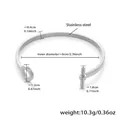 Sleek silver stainless steel open bangle featuring minimalist T-bar and ring design - T-Bar Toggle Design (Z234) / Steel