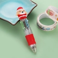 Mini penna a sfera a 4 colori con Babbo Natale e fusto rosso per regali di Natale - Serie di Natale 8-Cucciolo con Cappello Rosso