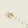 Minimalist gold U-shaped necklace with paved zircons and a delicate O-chain - Letter U