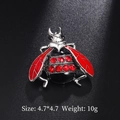 Vintage beetle brooch with red enamel wings and silver finish insect pin for women - Antique Silver Red Wing Beetle