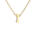 Polished gold stainless steel necklace featuring a capital letter I pendant - Letter I Style / Gold
