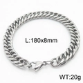 Silver 8mm Cuban link bracelet with lobster clasp and 180mm stainless steel chain - Style B 8mm x 180mm