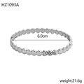 Polished silver stainless steel bangle with a disc-link design, 6cm inner diameter - Inner Diameter 6.0cm Width 0.6cm / Silver (Beaded)