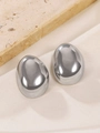 Macro detail of silver stainless steel drop earrings with a polished mirror finish - Steel Color Small (K-094)