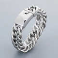 Pulsera cubana de plata pulida para hombre con cierre rectangular de seguridad - Color Acero