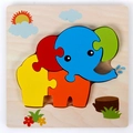 3D wooden elephant puzzle with colorful blocks for early childhood learning and matching - Elephant with Buckle