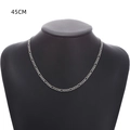 Men's 45cm silver Figaro chain necklace displayed on a black neck mannequin - 45cm / Silver