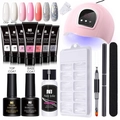 Professional 7-color extension nail gel kit with UV lamp and essential manicure tools - 7 Color Set With Lamp 02