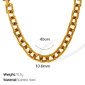 Polished 18k gold plated stainless steel chunky chain necklace with 10.8mm width links - XL319 Necklace (40cm x 10.8mm) / Gold