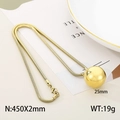 Gold tone snake chain necklace featuring a 25mm polished round ball pendant for women - 25mm Gold (KN250857-Z)