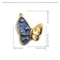 Ciondolo farfalla in smalto blu con strass misure 23mm per 19mm su sfondo bianco - YE747-1-Farfalla Blu