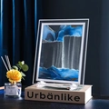Blue moving sand art liquid motion decor for office desks with waterfall landscape view - 5 Inch Mirror Edge Blue