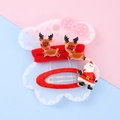 Kids Christmas hair clip set featuring red reindeer hair ties and Santa Claus hair pin - Reindeer Santa Style (10#)
