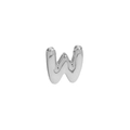Silver-finish bubble letter W charm pendant for DIY necklaces with a glossy 3D metallic texture - Letter W Pendant / White Gold