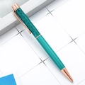 Sparkling dark green glitter and Tiffany blue metal ballpoint pen with rose gold accents - Peacock Blue