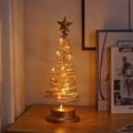 Golden iron wire Christmas tree LED night light with warm star topper for table decor - Christmas Tree / Christmas Tree Gold