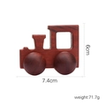 Miniature walnut wood toy car in reddish-brown finish with size and weight dimensions - Redwood Classic Car