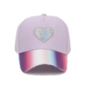 Kids purple unicorn baseball cap with rainbow glitter brim and mermaid heart patch - Purple Rainbow Brim Mermaid Heart