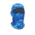 Outdoor cycling balaclava with blue and white digital camouflage pattern and mesh eye opening - Digital Royal Blue