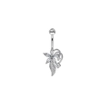 Piercing per ombelico in acciaio inossidabile argentato con un design a fiore in zircone - XY-9 Fiore in Zircone Marquise