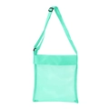 Mint green mesh beach bag for kids with adjustable shoulder strap for sand toys storage - With Buckle / Grass Green