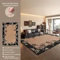 Brown and yellow vintage faux cashmere rug with floral border and breathable cotton backing - 140*200cm / S Imitation Cashmere - Moon-fallen Epiphyllum