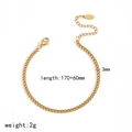 3mm goldfarbenes Edelstahl-Panzerarmband mit Karabinerverschluss und Verlängerung - 3mm Dünner Kubanischer Gliederkette Stil (TB5158)
