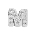 Silver letter M pendant charm with micro-pave sparkling cubic zirconia stones - Letter M - Steel Color