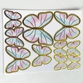 Pink and blue watercolor butterfly cake toppers with gold foil edges on white background - Lake Blue Gold-Edged Butterfly Material Kit