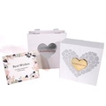 Everlasting Love weißes Geschenkset mit Schmuckschatulle, Tragetasche und Grußkarte - Geschenkbox + Handtasche + Karte + Innenbox / Weiß